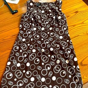 Women’s Sleeveless Dress AGB Dress Sz 12 Dark Brown & White Circle Design